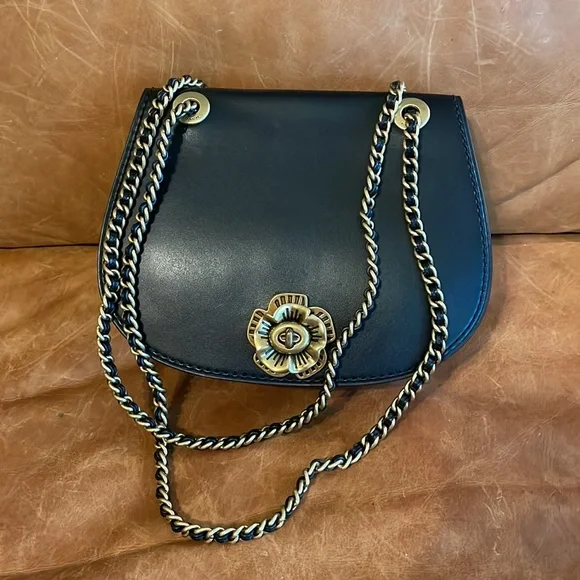 NEW Coach Parker Leather ColorBlock Saddle Bag 76114